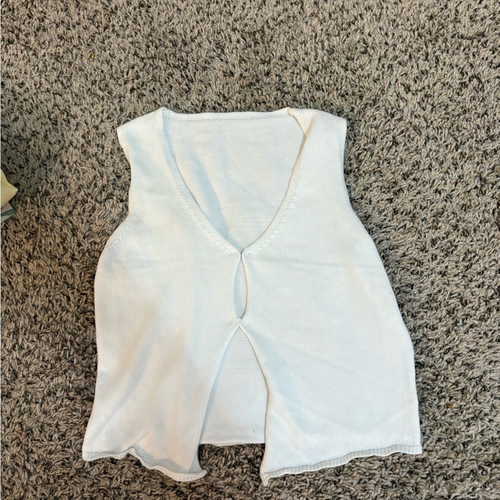 White Sleeveless Knit Top